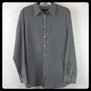 Banana Republic Dillon Shirt XL Black White Pinstripe Button‎ Down Long Sleeve